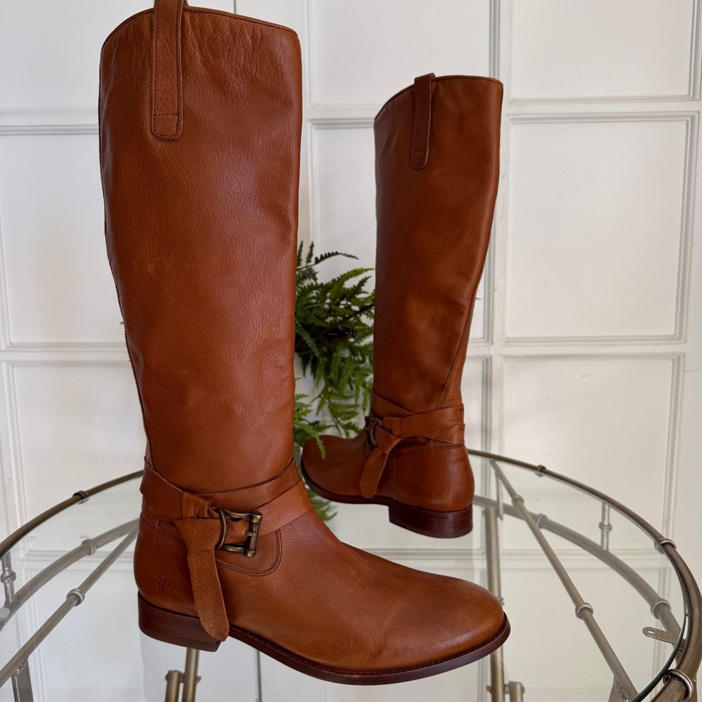 Frye Mellissa belted Half zip Boots Size 8.5
